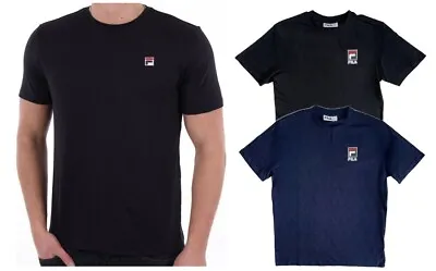 Buy FILA Men's T-Shirt Black/Navy Plain Short Sleeve Summer Tee Cotton Top XS-2XL • 15.99£