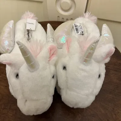 Buy Bnwt NEXT Girls Fluffy 3D Soft White Pink Unicorn Slippers Size UK3 EU 35.5 FAB • 12.99£
