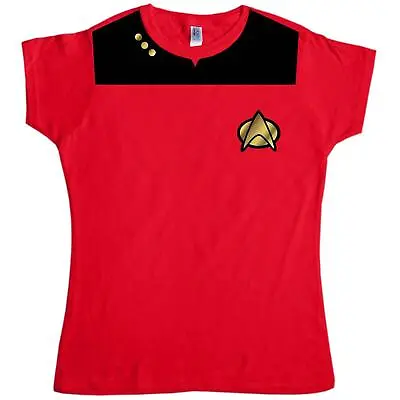 Buy Fancy Dress Star Trek Uniform Womens Style T-Shirt Light Blue Large • 10£