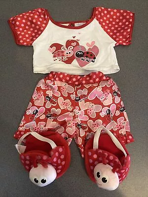 Buy Build A Bear Workshop Pink Red Ladybird Lovebug Pyjamas Slippers Sleepwear BABW • 15£