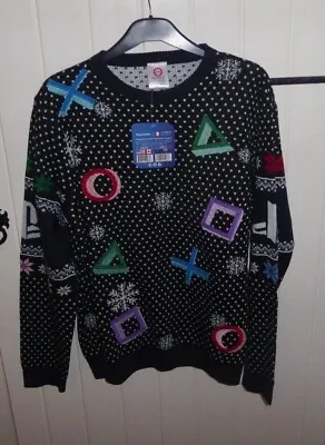 Buy Numskull PlayStation Symbols LARGE Black Ugly PS5 Xmas Sweater BNWT Pit 46'..... • 46.99£