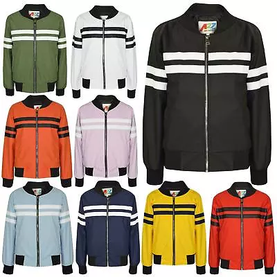 Buy Kids Boys Girls Jackets Contrast Striped PU Bomber Varsity School Top Biker Coat • 9.99£