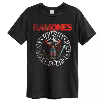 Buy Amplified T-Shirt Ramones Vintage Seal Logo Shirt New Charcoal Men's • 31.28£