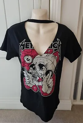 Buy Metallica T-shirt Topshop Size 4 Chocker Metal Band Alternative Style 90s Womens • 20£