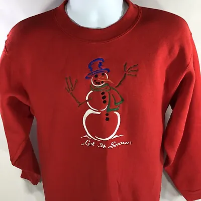 Buy Vintage Christmas Winter Let It Snow Snowman Sweater Long Sleeve 90s USA Made M • 16.87£
