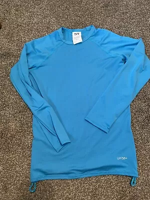 Buy TYR  Girl’s Long Sleeve Sun Shirt UPF 50+ Size L 10/12 Blue NEW • 7.87£