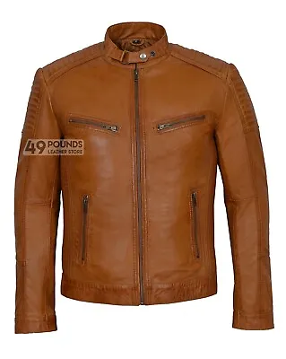 Buy SPEEDWAY Men Leather Jacket Fitted Green Classic Racer Fashion Jacket 1829 • 49£