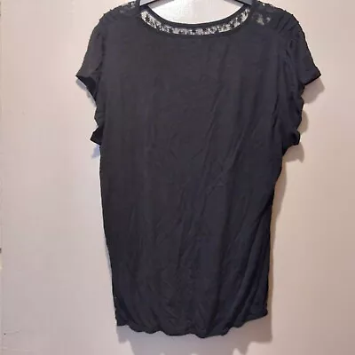 Buy Ladies Capsule Black T Shirt Size 16 Lace Insert On Back • 1.90£