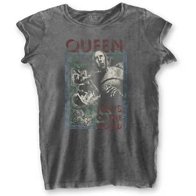 Buy Queen News Of The World Short Sleeve Tee Grey New • 20.62£