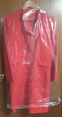 Buy Stylish Stunning NEW Women Red Cashmere Wool Long Jacket Size L Pockets Buttons • 59.99£