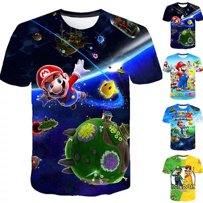 Buy Boys Children Super Mario Short Sleeve Casual Basic Tee Kid T-Shirt Summer Tops • 9.57£