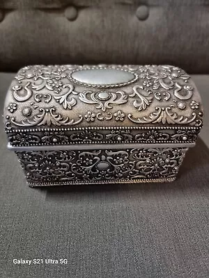 Buy Vintage Rare Heavy Metal Floral Design Jewellery Box Trinket Storage Box Unusual • 39.50£