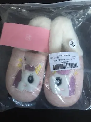 Buy Girls Unicorn Slippers Pink New Size 24/25 New And Tag 1 1/2 To 2 Years Old • 7.99£