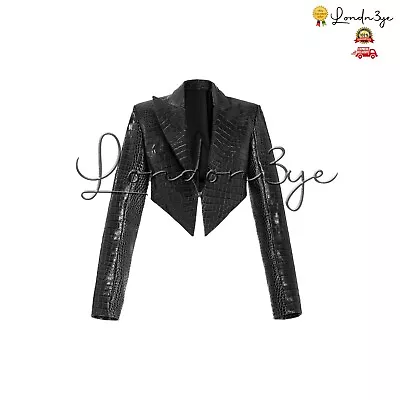 Buy Crocodile Leather Jacket Women's, Cropped Blazer For Women, Slim Fit Outerwear • 138.16£