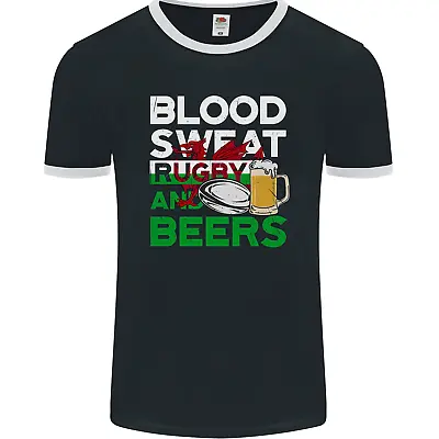 Buy Blood Sweat Rugby And Beers Wales Funny Mens Ringer T-Shirt FotL • 11.99£