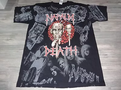 Buy Napalm Death Allover-Print Shirt Death Metal Grindcore Carcass Impetigo M • 34.90£