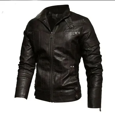Buy Mens Jacket Motorcycle Leather Jacket • 45£