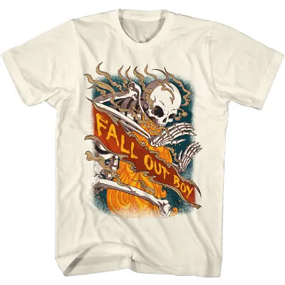Buy Fall Out Boy Fire Skeleton Men's T Shirt Rock Band Tour Concert Merch • 40.90£