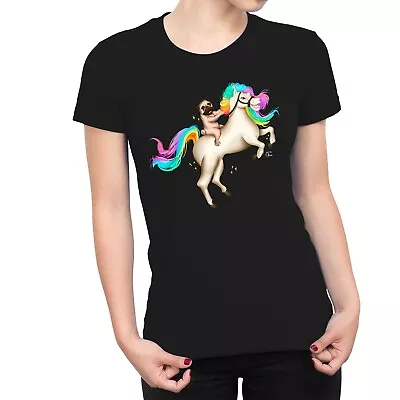 Buy 1Tee Womens Pug Riding Unicorn T-Shirt • 7.99£