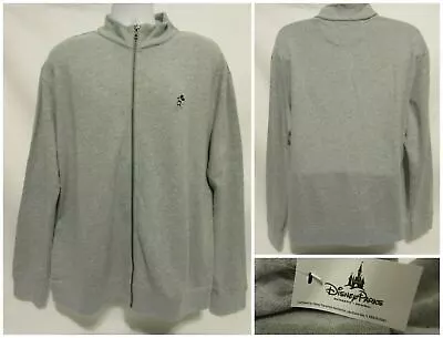 Buy Authentic Disney Parks Merch Mickey Mouse Embroidered Mens L Gray Zip Sweater • 47.19£