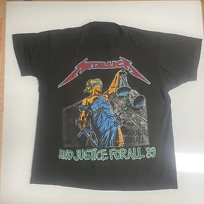 Buy Vintage Metallica 2 Sided Parking Lot Queensrÿche T-Shirt Tour Dates Justice ‘89 • 132.29£