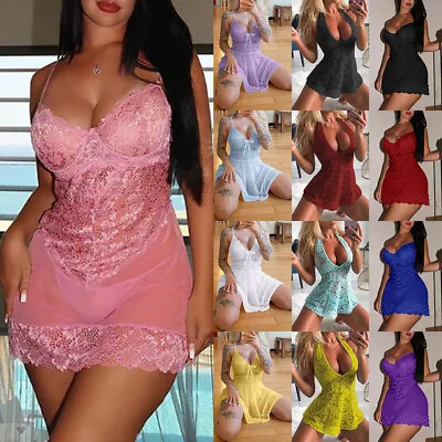 Buy Women Ladies Sexy Valentine Lingerie Lace Babydoll Underwear Nightwear Sleepwear • 2.09£