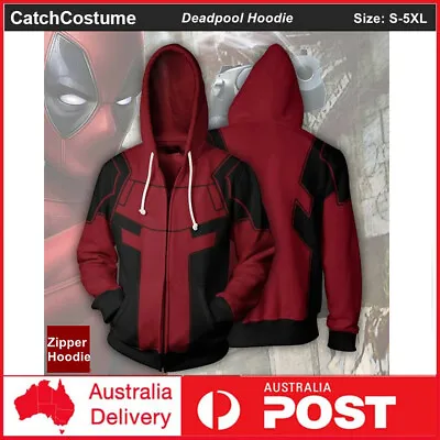 Buy Marvel Deadpool Hoodie Sweatshirts Long Sleeve Zipper Hooded Coat Jacket Unisex • 24.17£