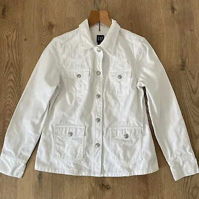 Buy GAP Denim Jacket Vintage Y2K 00s Size M White Snap Button Pockets Retro Indie • 17.99£