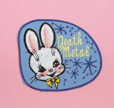Buy Death Metal Bunny Patch Iron On Rockabilly '50s Kitsch Retro Rabbit Heavy Cute • 3.95£