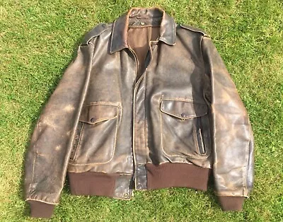 Buy Vintage SCHOTT Leather A-2 Jacket - Size 46 - 684SM C.1985 • 89£