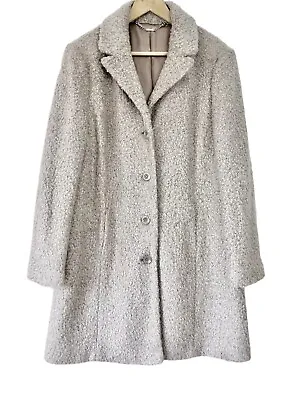 Buy Laura Ashley Teddy Bear Coat - Size 18 - Pale Grey Wool Blend Plus Boucle Jacket • 44.95£