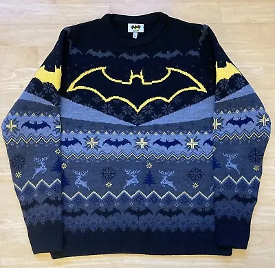 Buy XL 45  Inch Chest Batman Christmas Sweater Jumper Xmas By Merchoid Bat Signal • 29.99£
