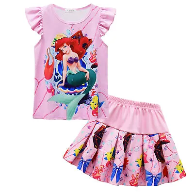 Buy Girls Ariel Dress The Little Mermaid T-shirt Top Vest Skirt Fancy Pleasted Dress • 11.99£