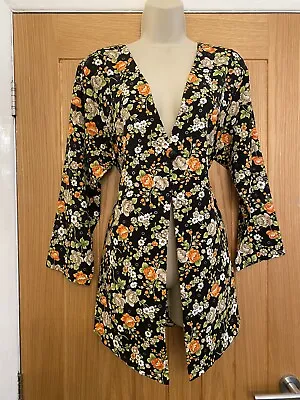 Buy Penny House Ladies Black Orange Floral Casual Day Lightweight Jacket Size 16 44 • 5.65£