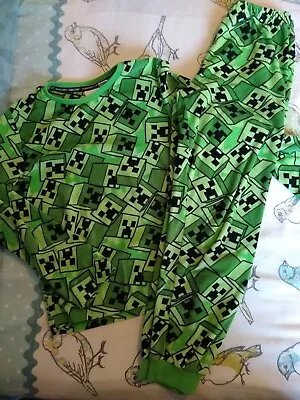 Buy Boys Primark Minecraft Fleecy Pyjamas Size 8-9 - Good Condition • 4£