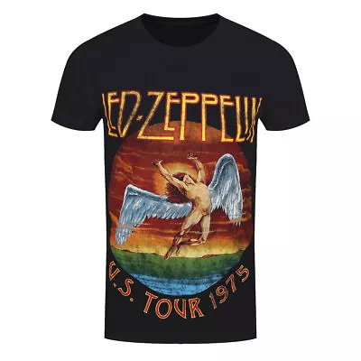 Buy Led Zeppelin T-Shirt USA Tour 1975 Rock Band New Black Official • 15.95£