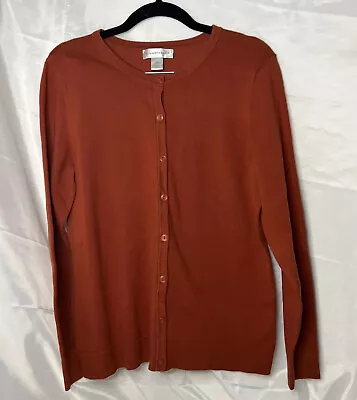 Buy Christopher & Banks Size Medium Orange Button Cardigan Long Sleeve Sweater • 16.33£
