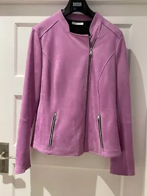 Buy Soft Faux Suede Pink Biker Jacket Size 16 Only Worn Once Or Twice.   • 1.99£