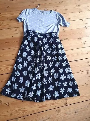 Buy M&S Summer Lined Floaty Skirt & T-shirt Fit Size 14 • 7.50£