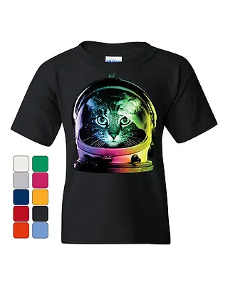 Buy Space Cat Youth T-Shirt Astronaut Kitten Neon Galaxy Tee • 17.33£