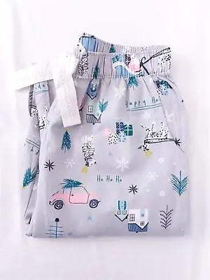 Buy Women's Christmas Pyjama Bottoms Cotton Blend Happy Holidays PJ Pants Brand New • 5.45£