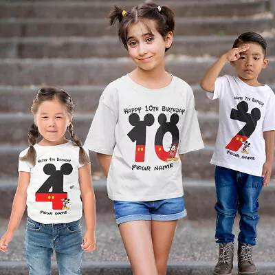 Buy Personalised Mickey Mouse Boys Kids Happy Birthday Graphic T-SHIRT Top#P1#OR#A • 3.99£