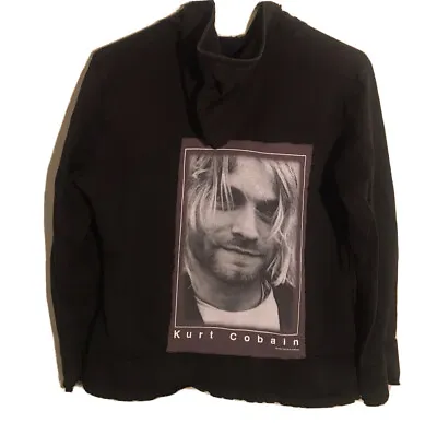 Buy Nirvana Kurt Cobain - Women’s M DIY Back Patch Distressed & Faded Black Hoodie • 28.95£