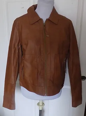 Buy NWT Imitation Leather Caramel Brown Jacket Stylus Large B40 Retail $84 • 28.50£