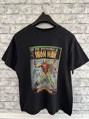 Buy Marvel Iron Man T-shirt Black Short Sleeve Graphic Print Size Medium • 2.50£