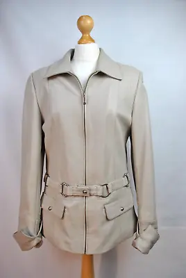 Buy Vintage Carpin Pelle Beige Soft Leather Belted Jacket Size XXL (looks Smaller) • 56£