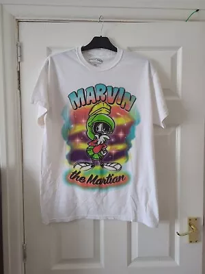 Buy Looney Tunes Marvin The Martian T- Shirt Men Size S/M White Graffiti • 5.99£