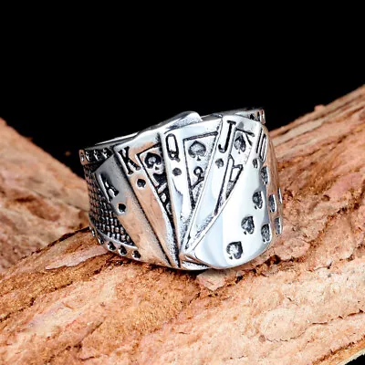 Buy MENDEL Mens Biker Casino Lucky Poker Ring Jewelry Men Stainless Steel Size 4-15 • 6.08£