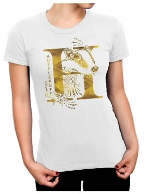 Buy Harry Potter Hufflepuff Badger White Ladies T-Shirt • 10.40£