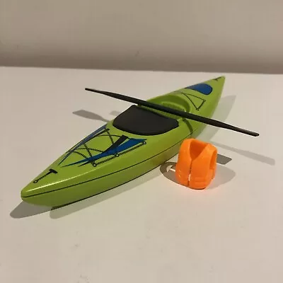 Buy Unused Playmobil Family Fun: Canoe / Kayak Boat , Life Jacket And Oar - Green • 5£